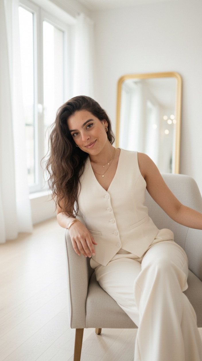 Luíza Aguiar, psicóloga, sentada numa poltrona e sorrindo